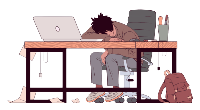 person on desk